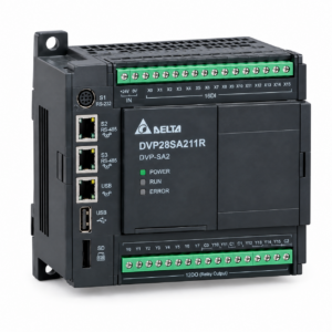 PLC دلتا DVP28SA211R سری DVP-SA2 با 16 ورودی دیجیتال و 12 خروجی رله‌ای