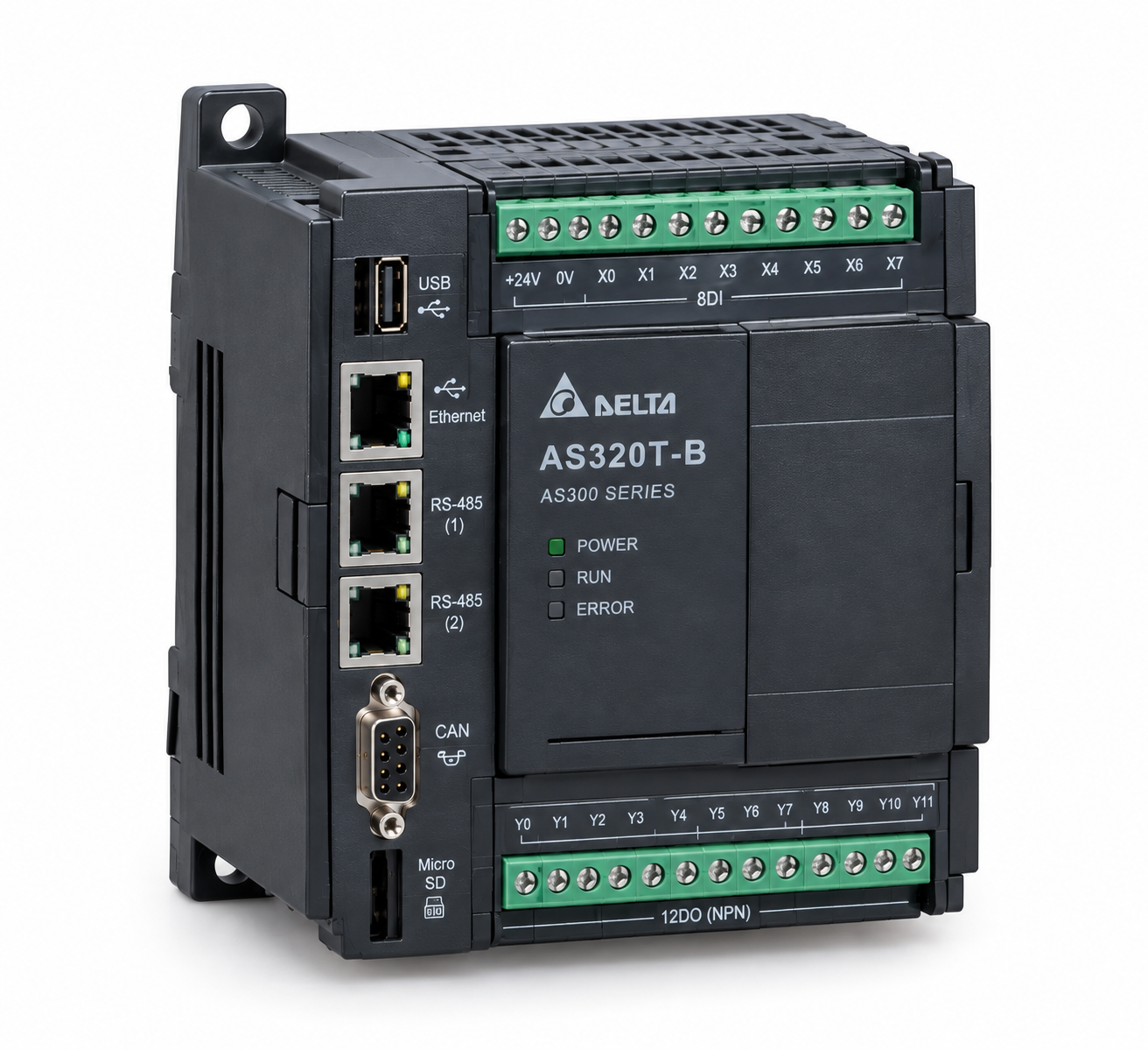 PLC دلتا AS320T-B سری AS300 PLC دلتا AS320T-B سری AS300 با 8 ورودی و 12 خروجی ترانزیستوری NPN