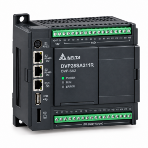 PLC دلتا DVP28SA211R سری DVP-SA2 با 16 ورودی دیجیتال و 12 خروجی رله‌ای