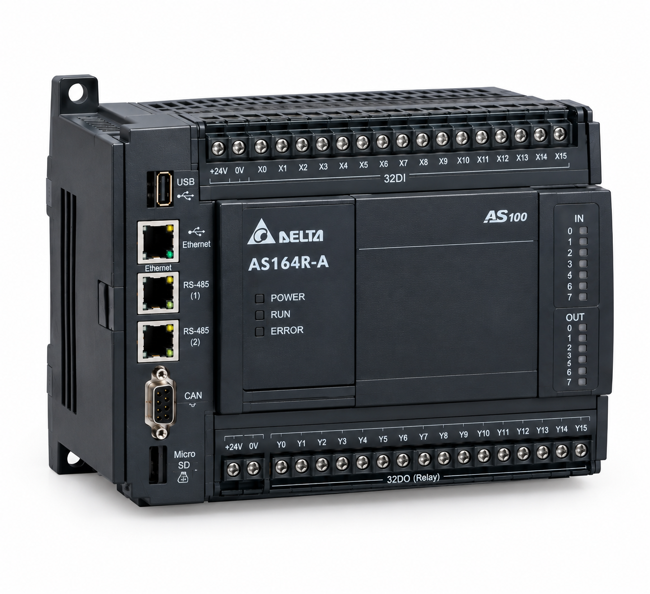PLC دلتا AS164R-A سری AS100 PLC دلتا AS164R-A سری AS100 با 32 ورودی و 32 خروجی رلهای