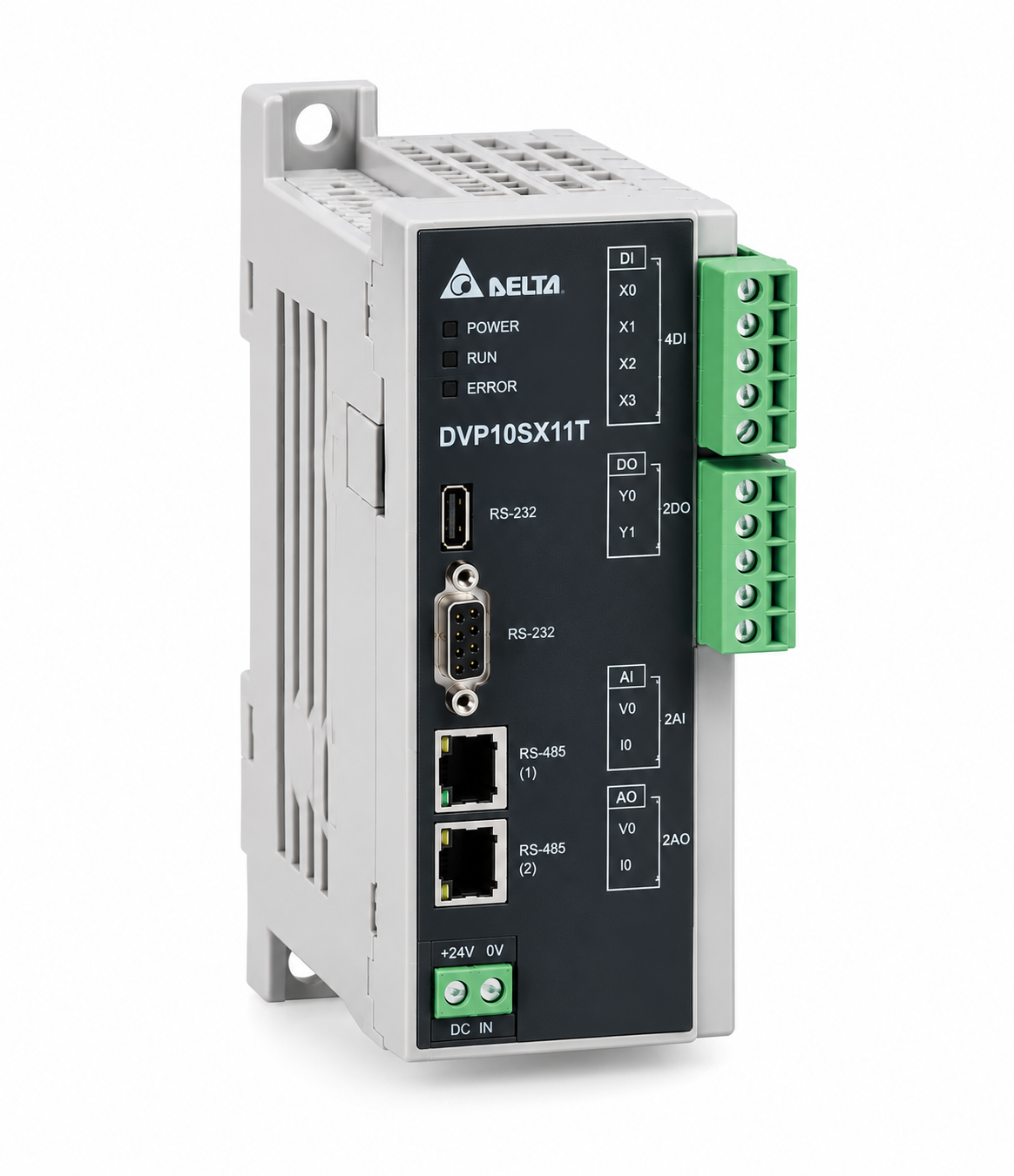 PLC دلتا DVP10SX11T سری DVP-SX PLC دلتا DVP10SX11T سری DVP-SX با 4 ورودی و 2 خروجی ترانزیستوری و I/O آنالوگ